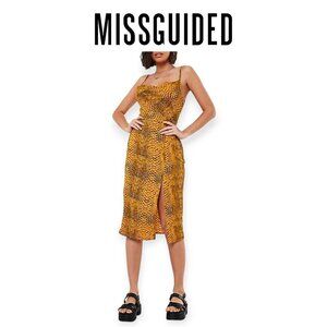 Snakeskin Print Sleeveless gold/black midi dress by Missguided
